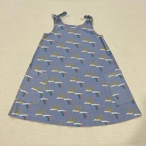 Hanna Andersson Rainbow Sun Dress Oxford Cotton Girls Size 6-7Y